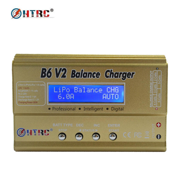 HTRC B6 V2 LiPo Battery Charger 80W 6A Digital RC Balance Charger Battery for NiMH/NiCD/Li-Fe Packs w/LCD Display RC Hobby