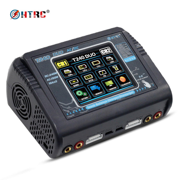 Lipo Battery Charger Touch Screen Dual Balance Discharger Duo AC150W DC240W 10A T240 1-6S RC Li-ion Life NiCd NiMH LiHV PB