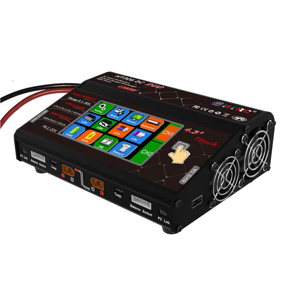 HTRC HT306 DC DUO RC Toy Lipo Battery Balance Charger 600W*2 30A*2 Dual LCD Touch Screen Lilon/LiPo/LiFe/LiHV Battery Charger