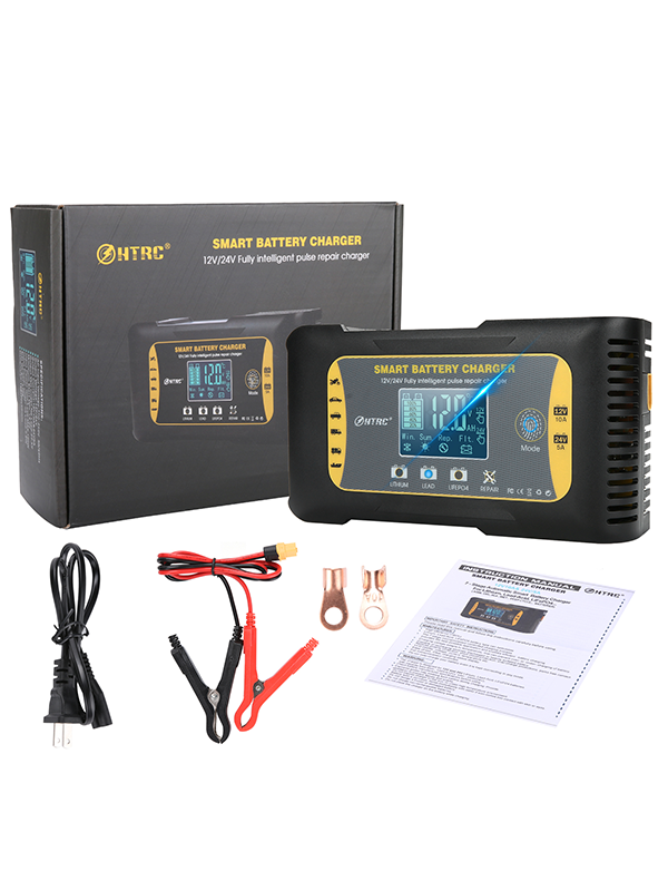 NEW HTRC 15A Car Battery Charger 12V/15A 24V/10A Smart Charger